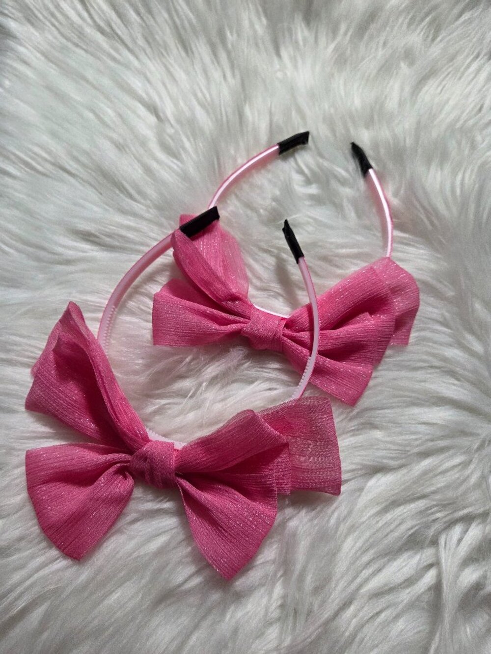 Set of 2 Pink Bow Headbands